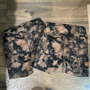 Nobull project set of 2 brown tie dye large high rise matte athletic shorts